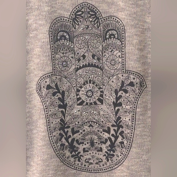 Y2K SJS Hamsa Hand Knit Short Sleeve Blouse - Picture 2 of 4